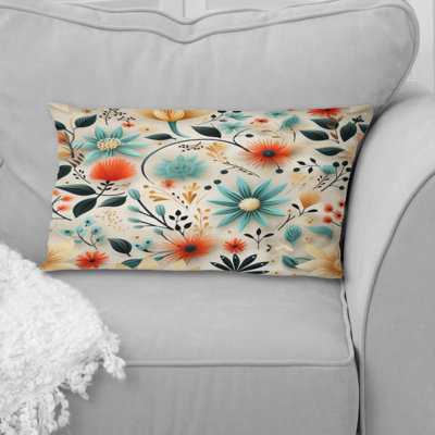 Multicolore Tribal Fusion Floral Motif - Coussin décoratif imprimé floral