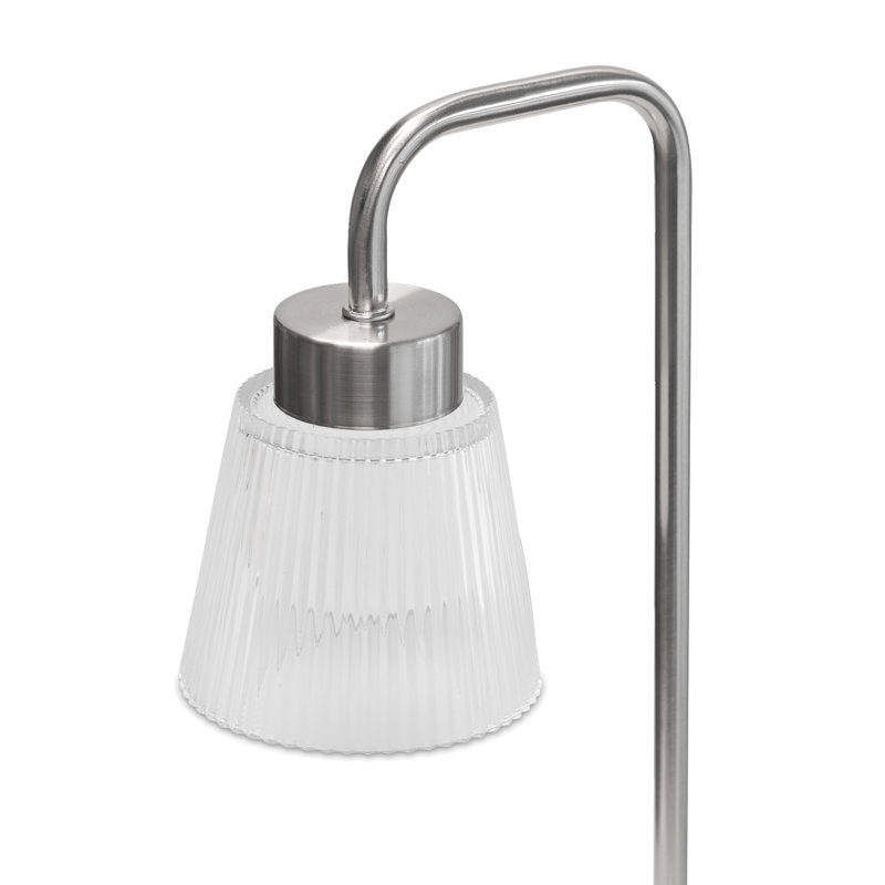 Aubriahna Metal Arched Lamp, Silver, White