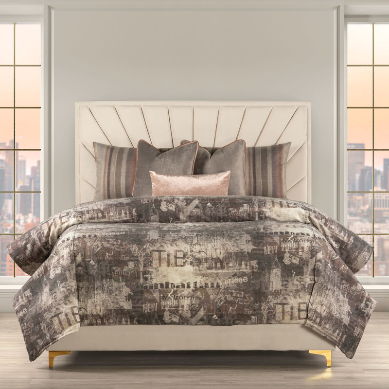 Metropolitan Smoke Duvet Cover & Insert Set, QueenDuvetCover&Insert+2QueenShams+3ThrowPillows