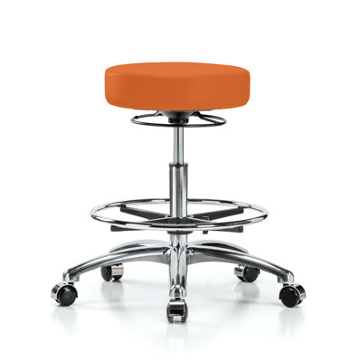 Tabouret médical PERCH Chrome avec réglage de la hauteur à 360 degrés et repose-pieds | Hauteur du banc moyen: 20,5 à 28 po