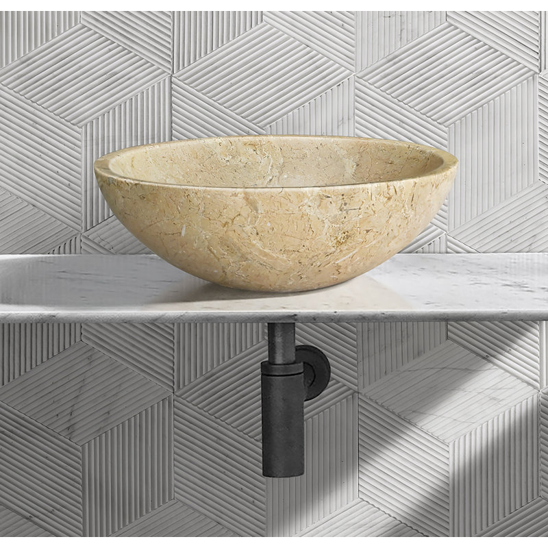 Bathroom Vessel Sink, Round Sink For Home, Beige