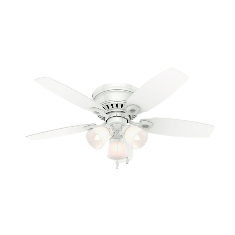 Ventilateur de plafond encastré à 5 pales de 46 po avec chaînette et ensemble d'éclairage inclus Hatherton, Blanc neige