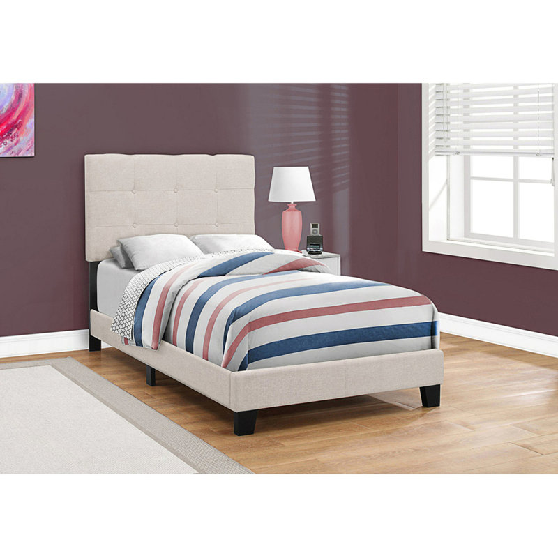 Lit tapissier standard Rojus, Simple, Beige