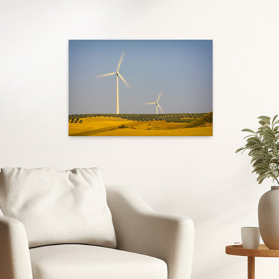Moulins à vent produisant de l'énergie électrique renouvelable près de Ardales, province de Malaga, Espagne, art abstrait contemporain, paysage, art mural