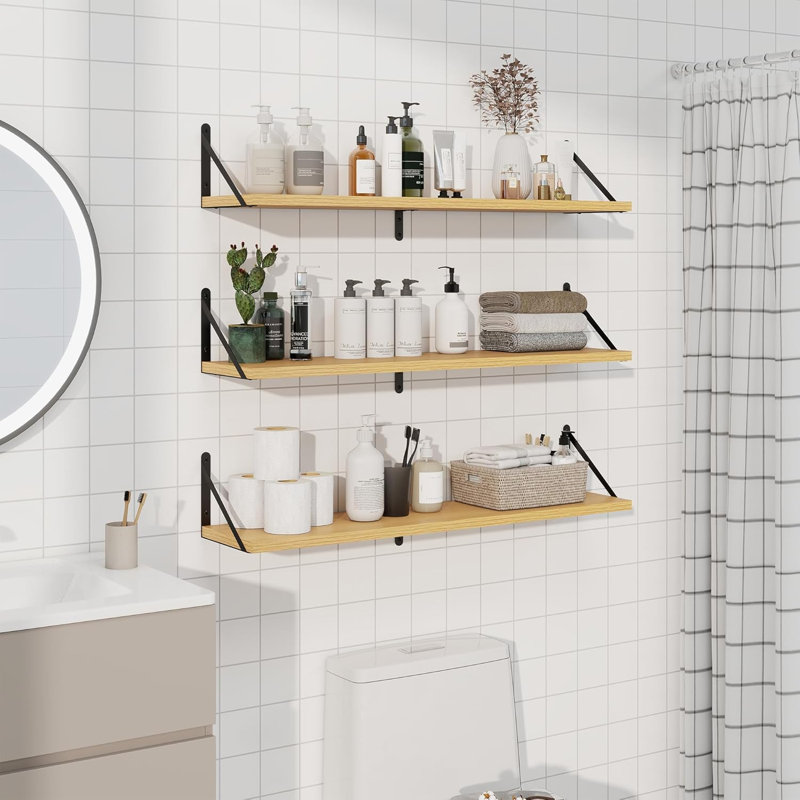 3 Piece Wood Floating Shelf