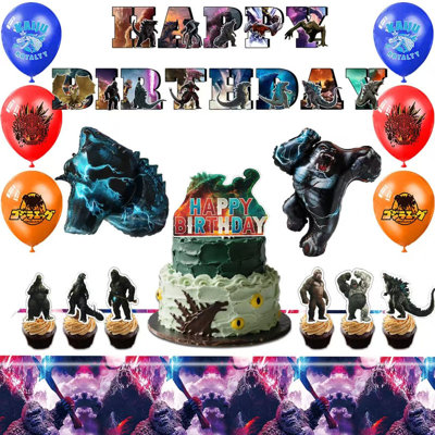 Ensemble de 41 décorations de fête d'anniversaire, ensemble de décorations pour enfants Godzilla