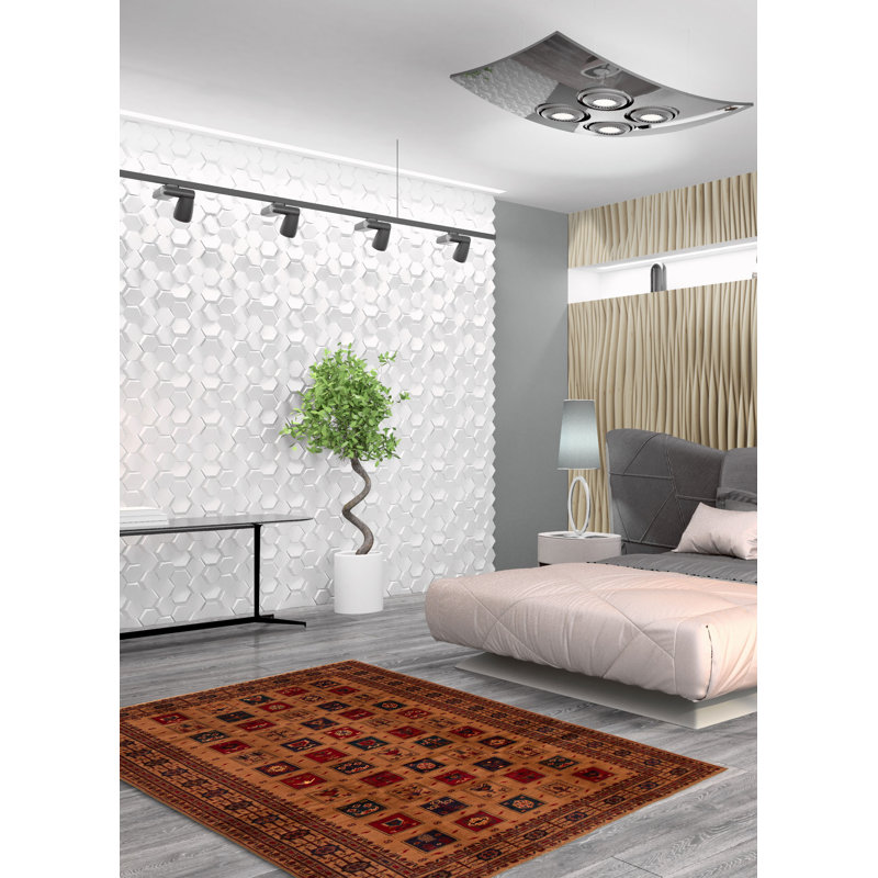 Tapis brun clair Teimani 6 pi 8 po x 9 pi 8 po