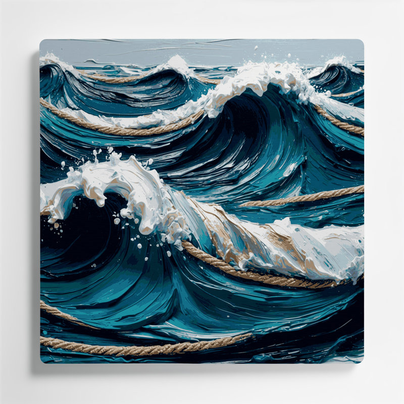 Art mural nautique abstrait bleu nautique, H 8 po x l 8 po