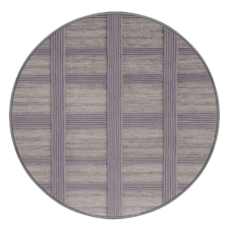 Machine Washable Checkered Gray Area Rug, Round 7'