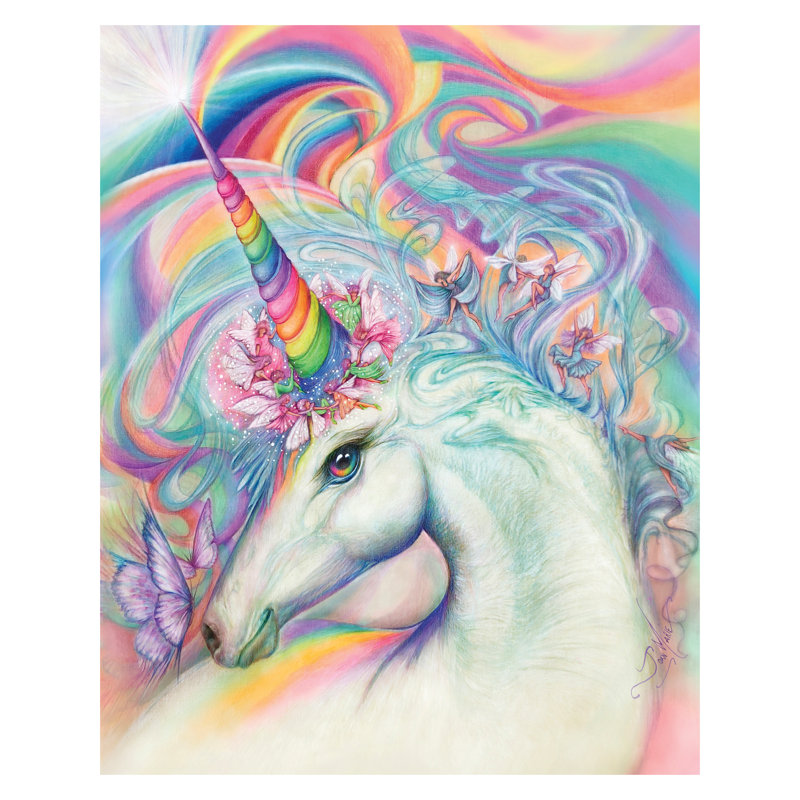 Art mural sur toile «Enchanted Rainbow Unicorn Whimsy» - 16 po x 20 po