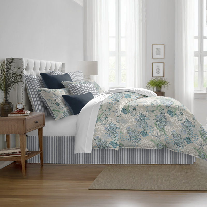 Under The Sea  Ocean Cotton Coverlet Set, King Coverlet + 7 Additional Pieces