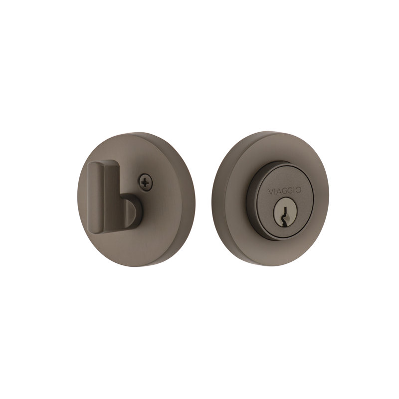 Circolo Single Cylinder Keyless Deadbolt with Rosette, Titanium Gray, 2.375"