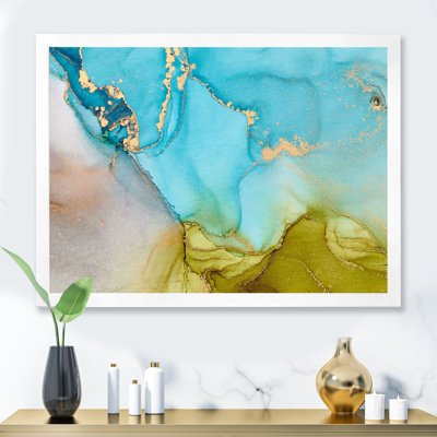 «Blue and Green Luxury Abstract Fluid I», peinture sur toile