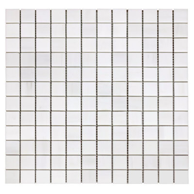 Mosaïque carrée en marbre 1 po x 1 po Bianco Dolomite