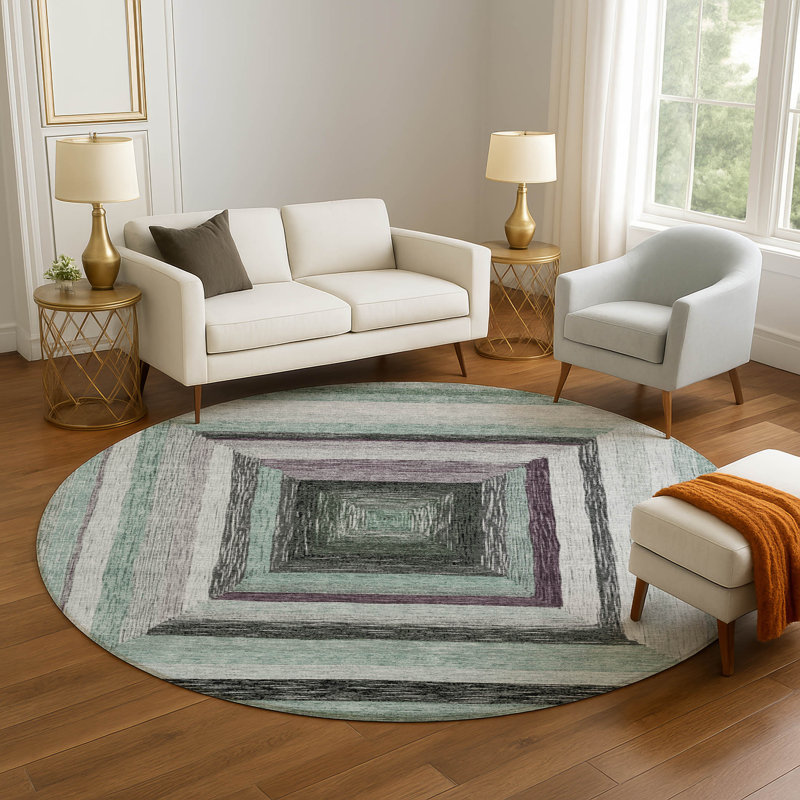 Premium Machine Washable Millbrook AMF1957 Geometric Rug, Round 8'