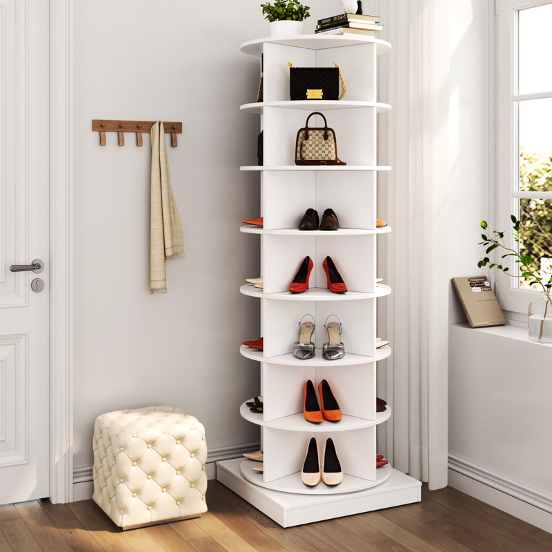 Étagère à chaussures rotative 7 couches à 360 degrés, pouvant contenir 28 paires, porte-accessoire compact et attrayant, 7 couches, meubles