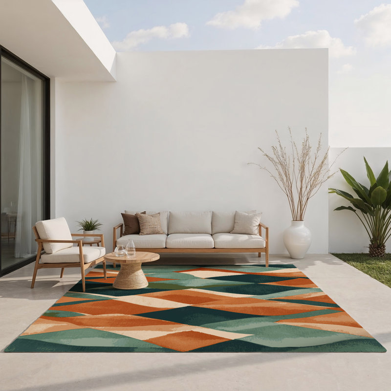 Cerulean Shadows Indoor And Outdoor Area Rug, Rectangle 5' x 7'