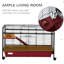 Cage à lapins et furets de 41 po de L - avec mangeoire, rampe, plateforme, rampe à roues flexibles pour furet,