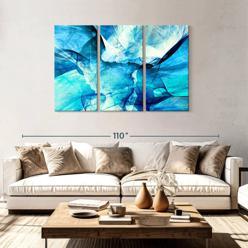 Avery Blue Blurs Abstract, 48" H x 74" W