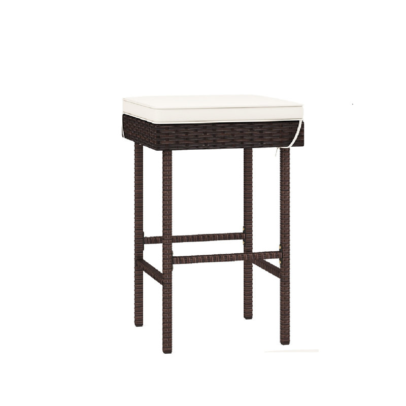 Tabourets de bar en rotin avec repose-pieds, 2