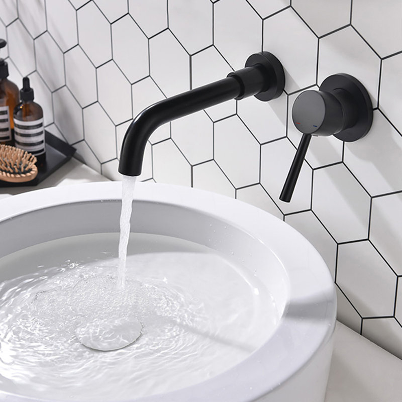 Wall Mounted Optional Single-handle Bathroom Faucet, Matte Black, Without Drain Assembly