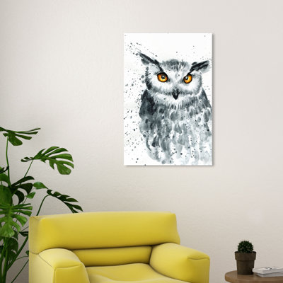 Splashed Owl"", Paint Splash Owl Modern White Canvas Wall Art Print For Baby Boy Room -  Loon PeakÂ®, A0576C9B8C3E432C89E337E750B172BE