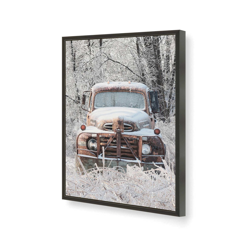 «Icy Rustic Truck» par Lori Deiter, reproduction d'art, L 30 x H 40, Noir, Impression encadrée