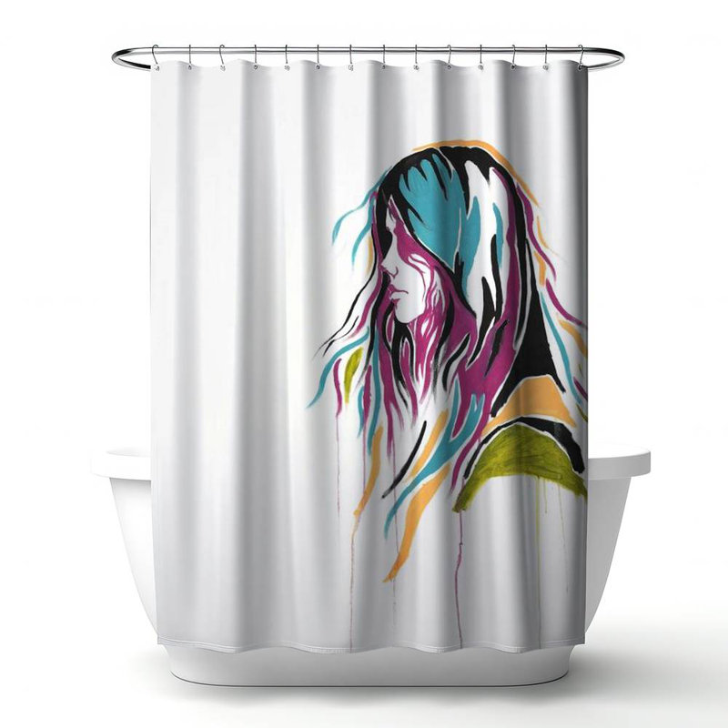 Shower Curtain FI83 – Polyester Shower Curtain, Dye Sublimation Print, 71" W × 74" L