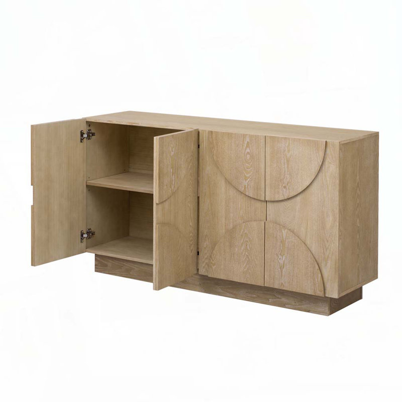 Armoire de rangement 4 portes avec tablettes réglables, Naturel