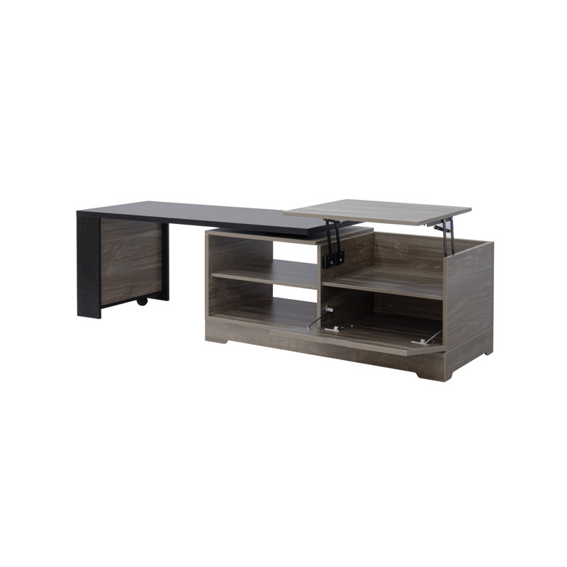 Table basse à plateau relevable avec portes de grange U-Can Farmhouse