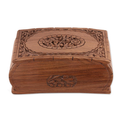 Boîte à bijoux florale en bois