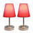 Amandev Simple Designs Sand Nickel Mini Basic Table Lamp with Tapered Fabric Shade-727904194