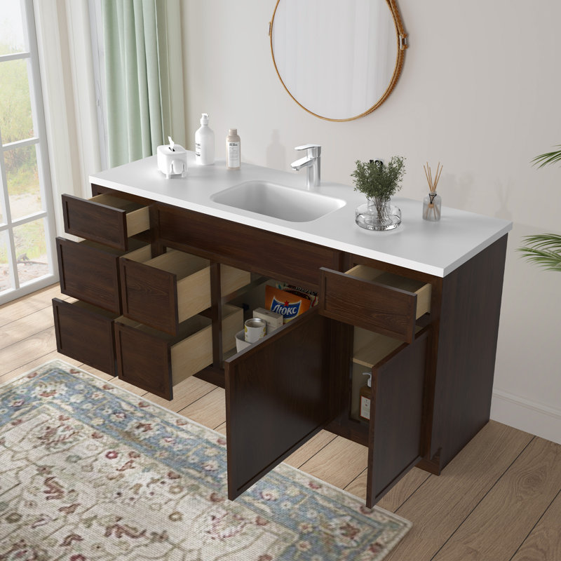 Base de meuble-lavabo simple 66 po seulement, Brun