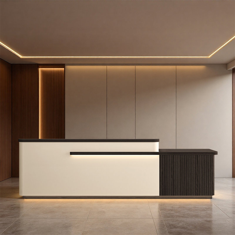 Bureau d'accueil moderne et élégant - Pratique et polyvalent pour le salon de thé et le bureau Mall, Black/Beige