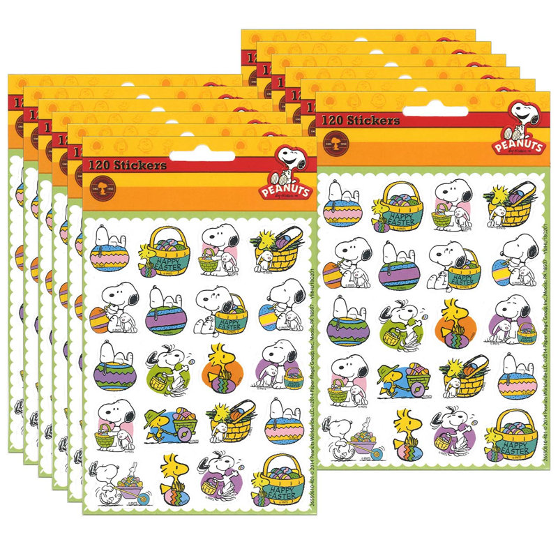 Peanuts, thème de Pâques, autocollants, accessoire éducatif