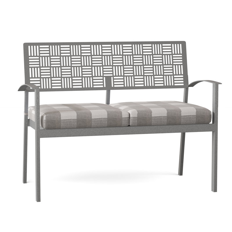 New Century Outdoor Bench, Pewter, Canvas Bird's Eye Sunbrella® Canvas