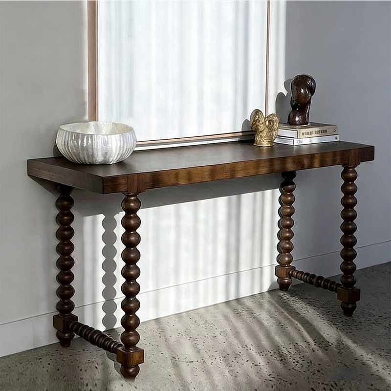 American-style antique solid wood console table, 29.5" H x 55" W x 19.6" D