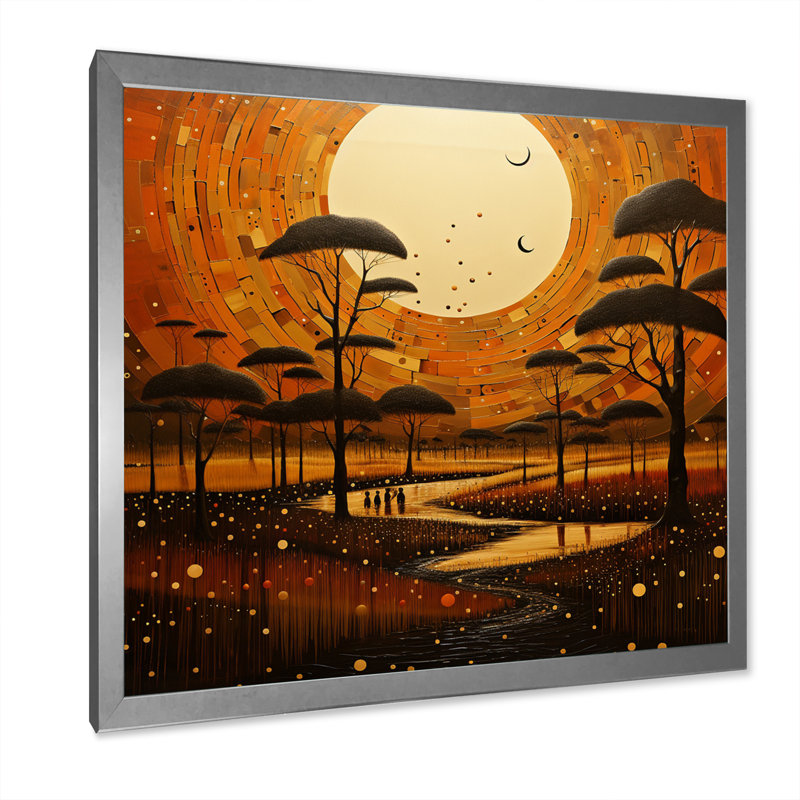 «African Savannah Serenade» sur toile, H 30 po x l 30 po x P 1 po, Cadre simple argenté