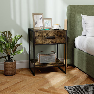 60cm W Steel Bedside Table