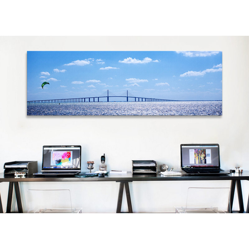 Reproduction de photo sur toile, "Panoramic Sunshine Skyway Bridge, Tampa Bay, Florida", H 24 po x l 72 po x P 1,5 po
