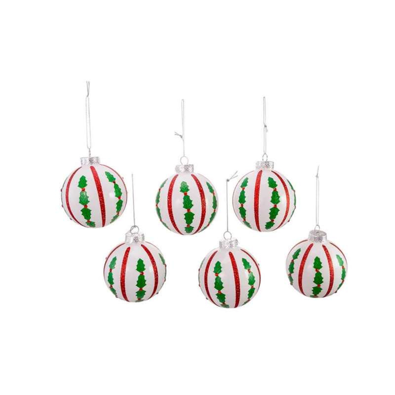 3.15'' Striped Glass Christmas Ball Ornament