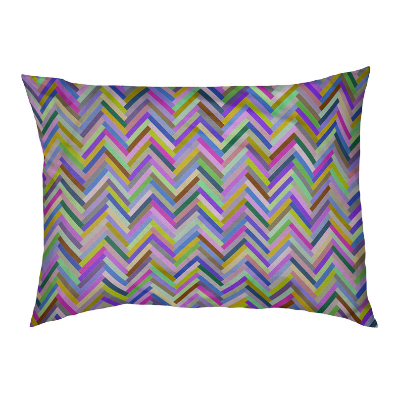 Coussin décoratif à chevrons, Grand (L 40 po x l 50 po), Mauve, Utilisation intérieure / extérieure