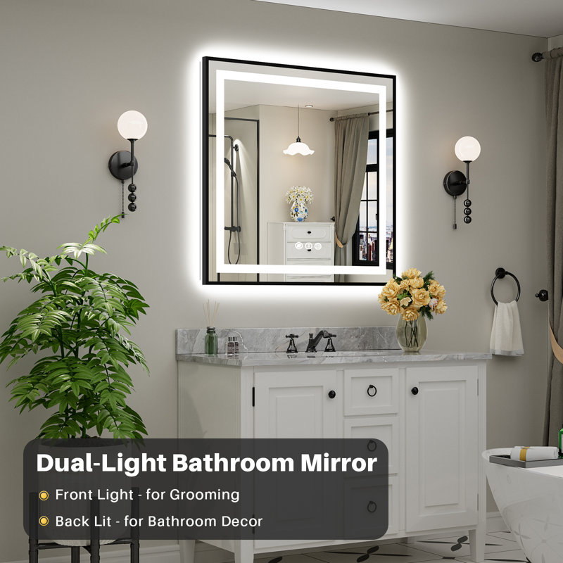 Miroir de salle de bain Matte, Carrée, 38 po x 38 po