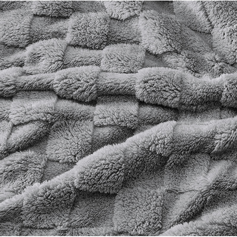 Couverture molletonnée douillette texturée, Gris foncé