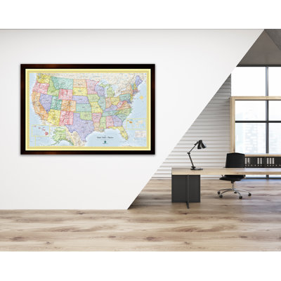 Carte magnétique encadrée de voyage des États-Unis
