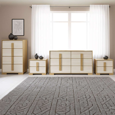 4-Piece Modern and Ivory Storage Set with Dresser, Chest, and 2 Nightstands