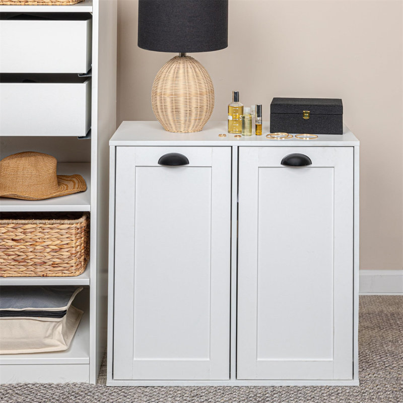 Tilt Out Laundry Sorter Cabinet, White