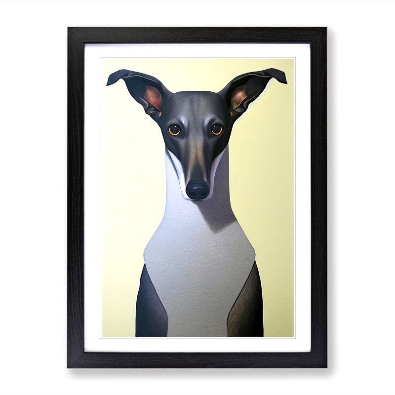 Greyhound Minimalism - Picture Frame Print, Black, 34cm H x 25cm W x 2cm D