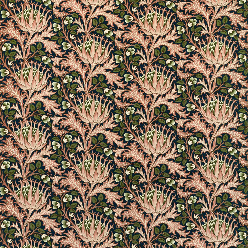 Artichoke Velvet Fabric, Inky Fingers/Blush