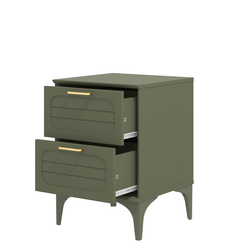  2 Drawer Bedside Table, Kale Green